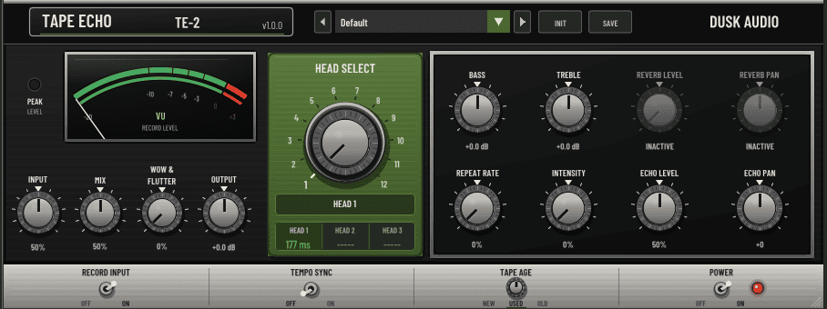 Tape Echo 2 free tape delay VST plugin by Dusk Audio