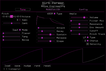 Virt Vereor free synthesizer plugin interface by Noise Engineering