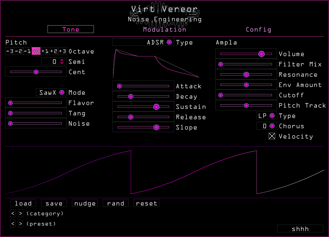 Virt Vereor free synthesizer plugin interface by Noise Engineering