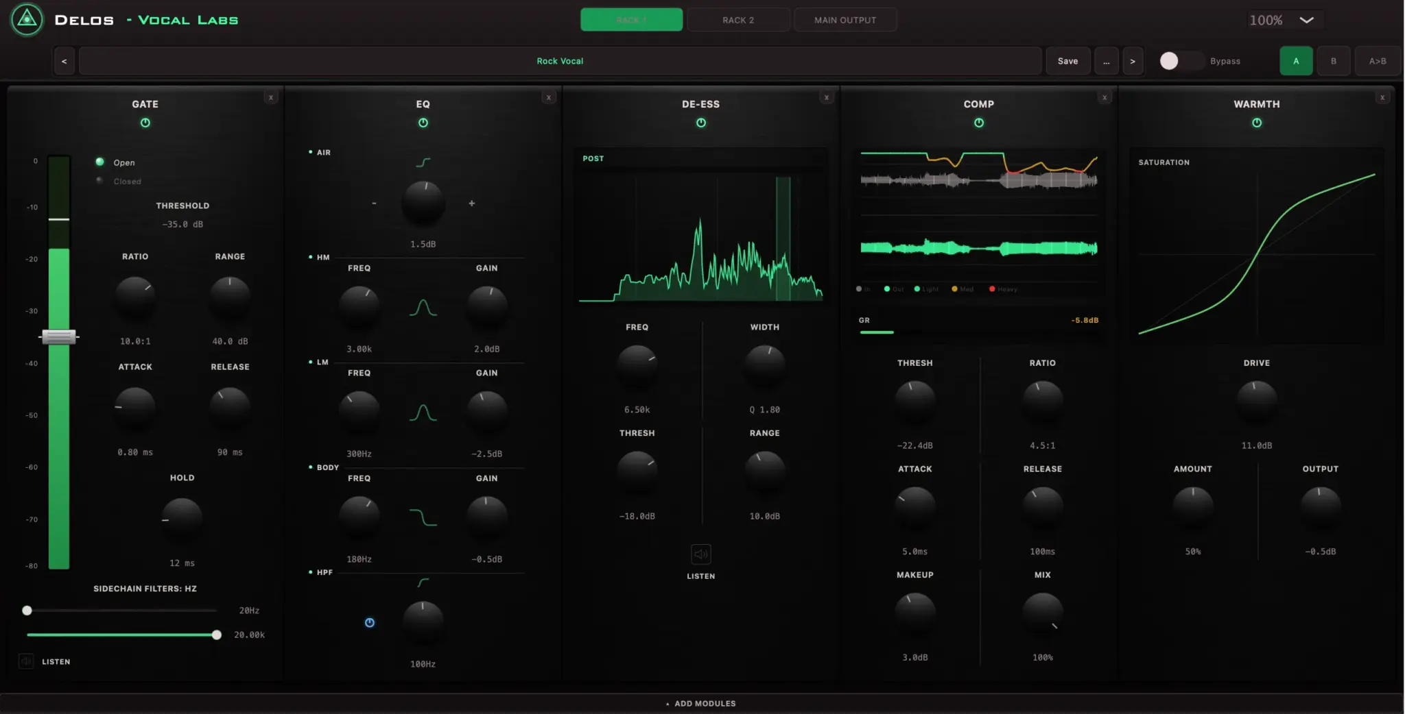 Vocal Labs free vocal channel strip VST by Delos DSP